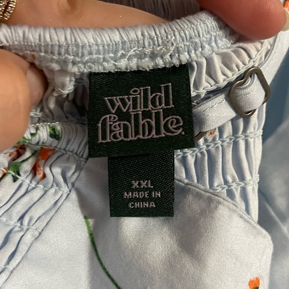 Wild Fable Women’s Button Front Tiered Romper - Light Aqua with Florals - Picture 10 of 11